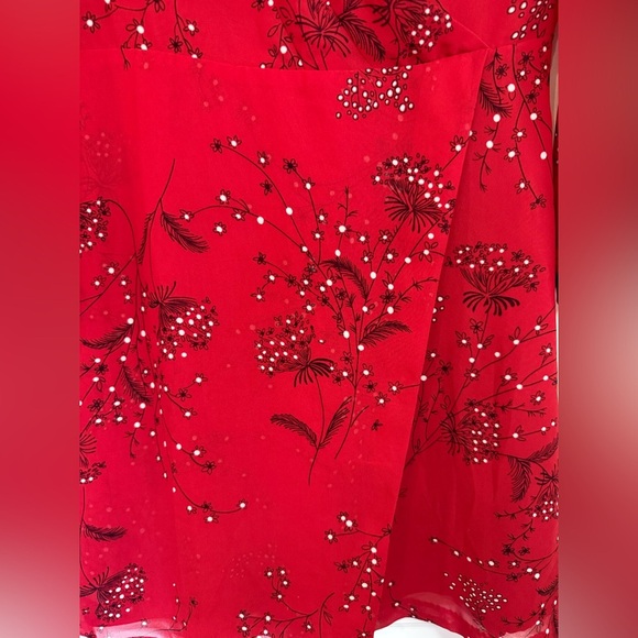Madewell Women’s Red Windswept Floral Hazelwood Wrap-Front Mini Dress - Size 2 - Picture 2 of 10